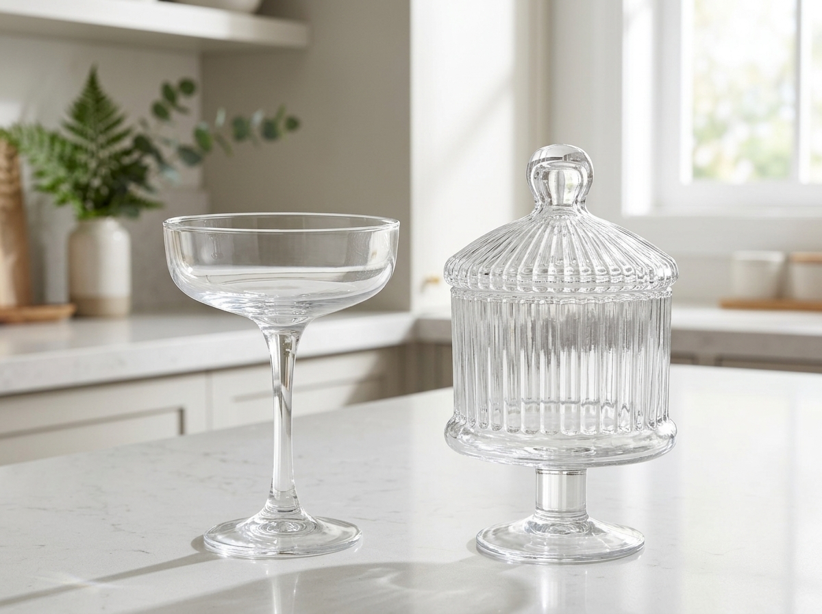 Miss Well Stemmed Coupe & Candy Jar Duo