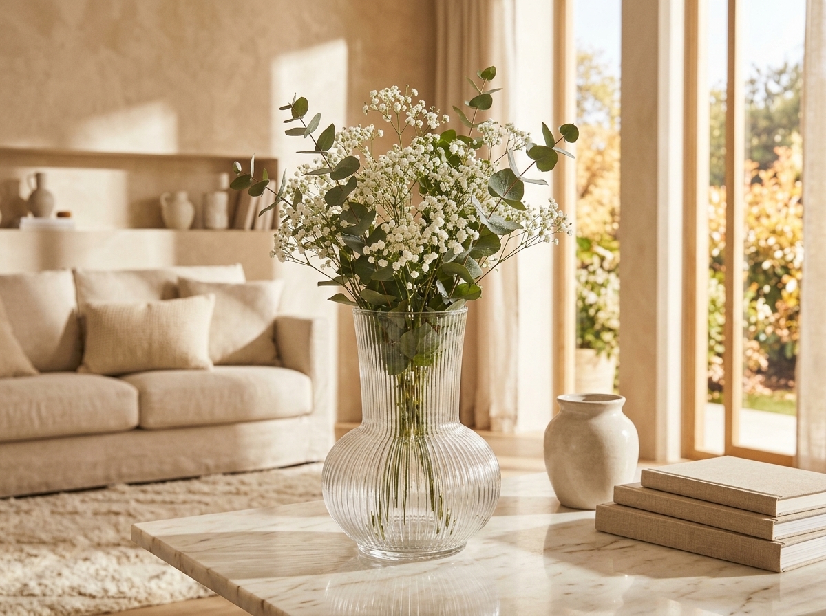 Süslü Home Fluted Hourglass Flower Vase