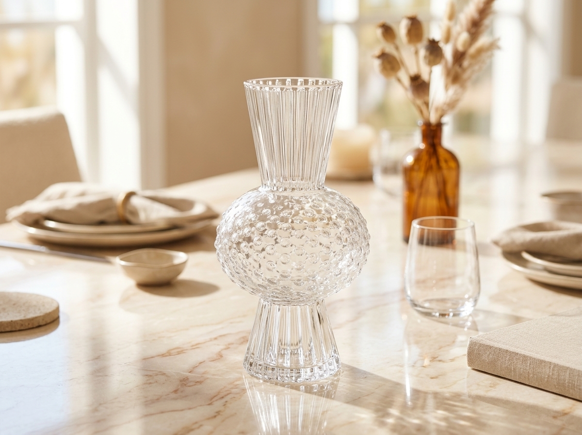 Süslü Home Embossed Sphere Botanical Vase