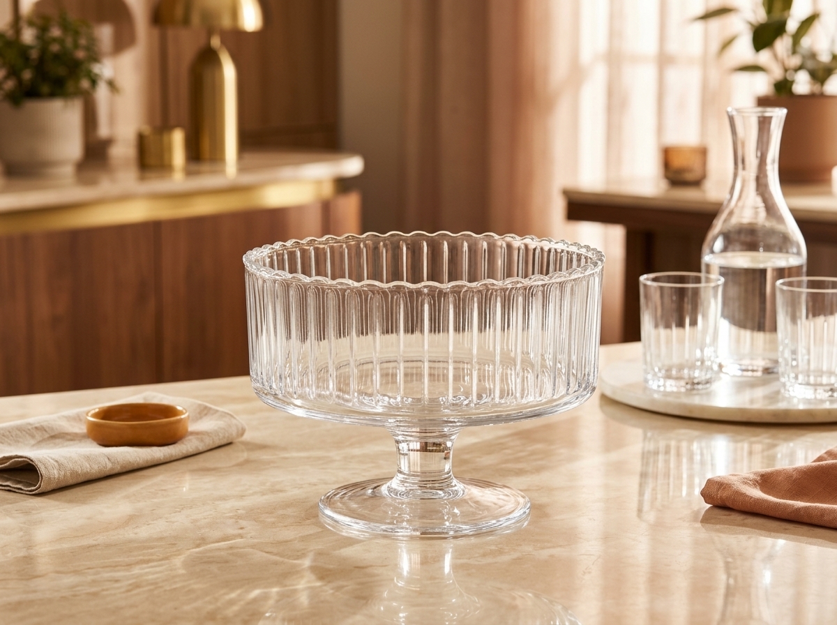 Süslü Home Footed Fluted Banquet Bowl