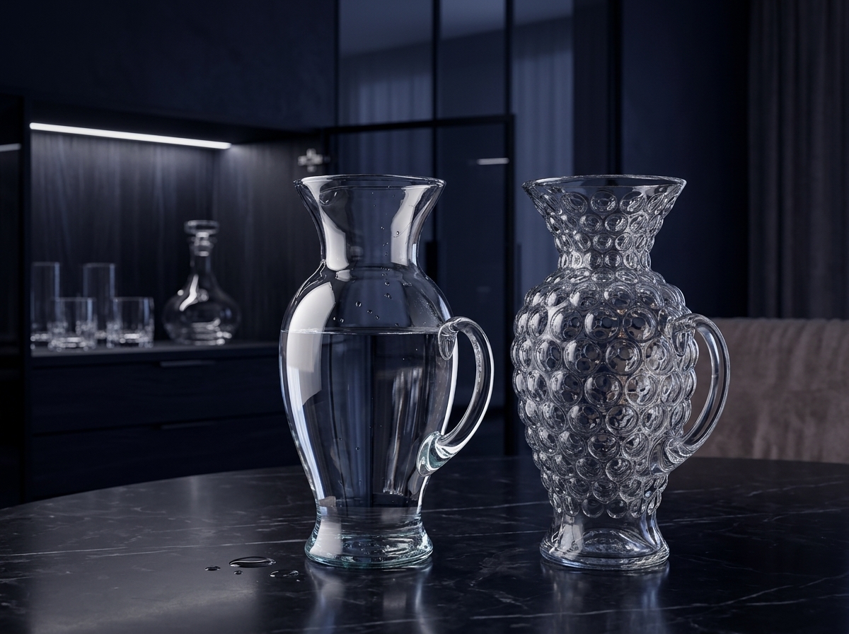 Tullo Optic Bubble & Ribbed Carafe Pair